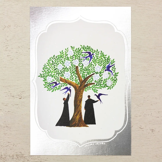 Foil Postcard Set designed by Nishi Shuku - Tree / Silver