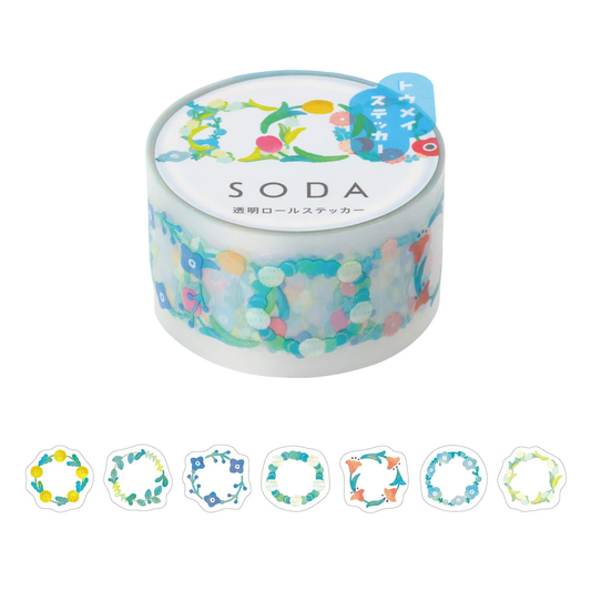 Hitotoki SODA Sticker Clear Tape Series - Flower Ornament