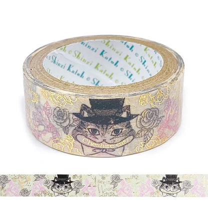 Alice in Wonderland Series Gold Foil Washi Tape - Cheshire Cat