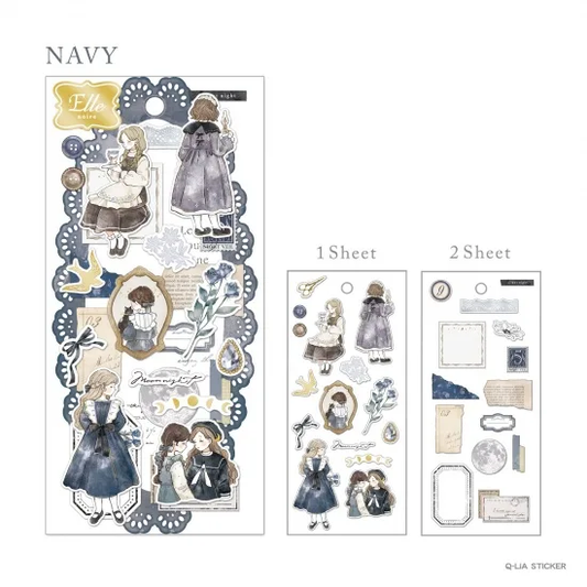 Elle Noire Gold Foil Sticker Series - Navy