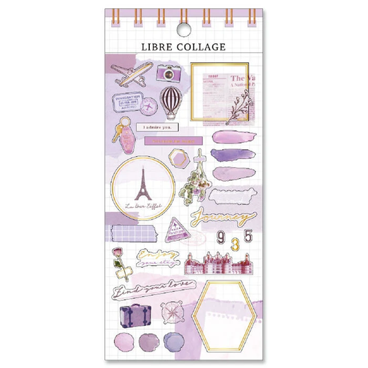 Libre Collage Gold Foil Sticker Series - Purple