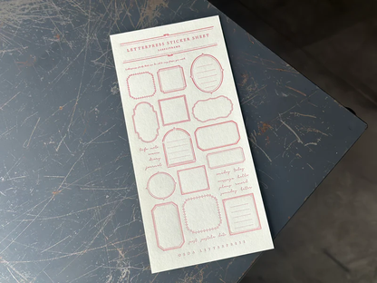 Letterpress Sticker Sheet - Frame