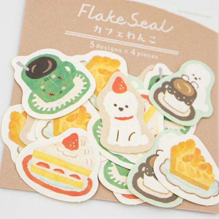 Japanese Washi Flake Sticker Bag - Cafe Dog