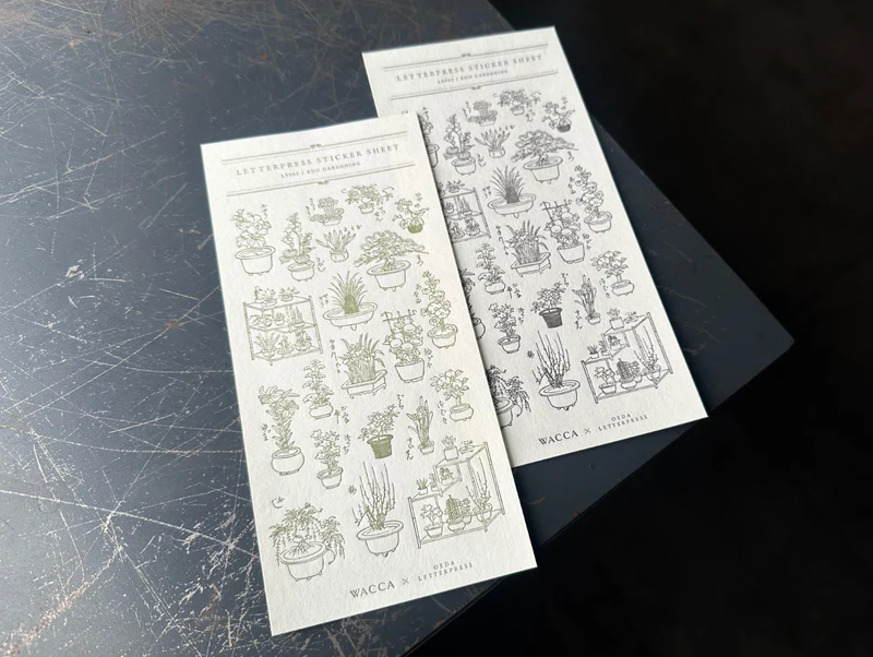 Letterpress Sticker Sheet Collaboration with Wacca Japan - EDO Gardening