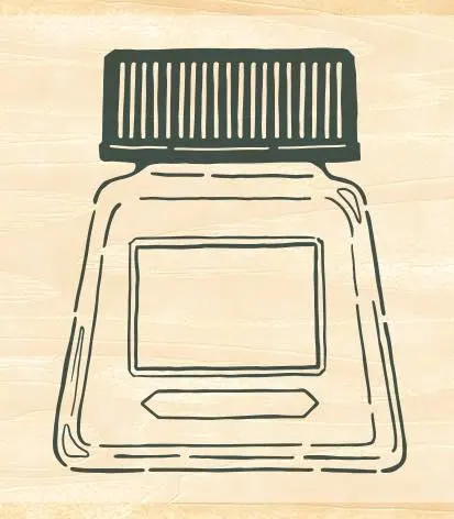 Masute no Aibo Series Wood Stamp - Ink bottle