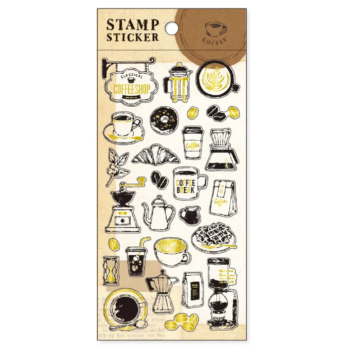 Stamp Gold Foil Sticker Series - Coffee