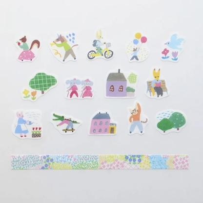 Washi Sticker Roll Series - Animal Town and Flower Garden