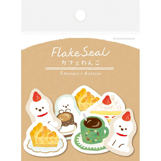 Japanese Washi Flake Sticker Bag - Cafe Dog