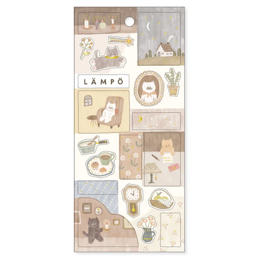 Lampo Gold Foil Sticker Series - Cat and Night