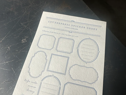 Letterpress Sticker Sheet - Frame