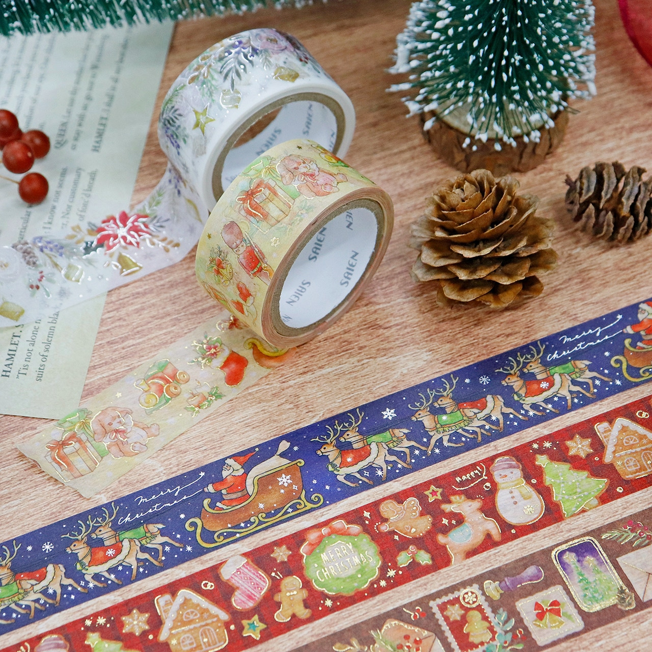 Saien Christmas Limited Series Gold Foil Washi Tape  - Sleigh