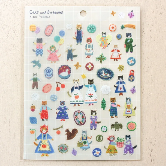 PET Sticker Series design by Aiko Fukawa - Cats and Buttons