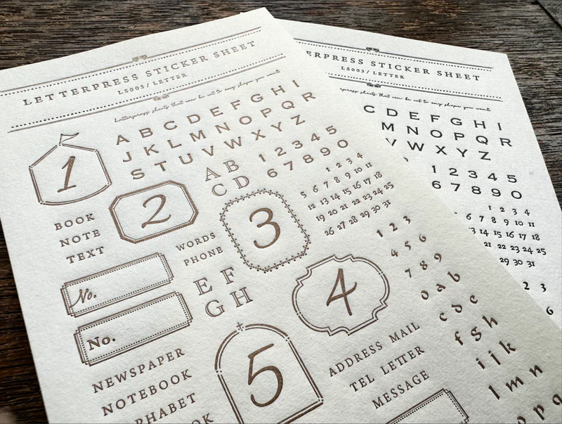 Letterpress Sticker Sheet - Letter