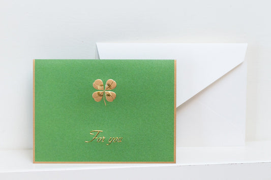 Gold Foil Greeting Card - Lucky Clover