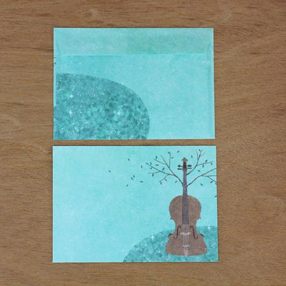 Mini Letter Writing Set Design by Aikira Kusaka - Deer and cello on the hill