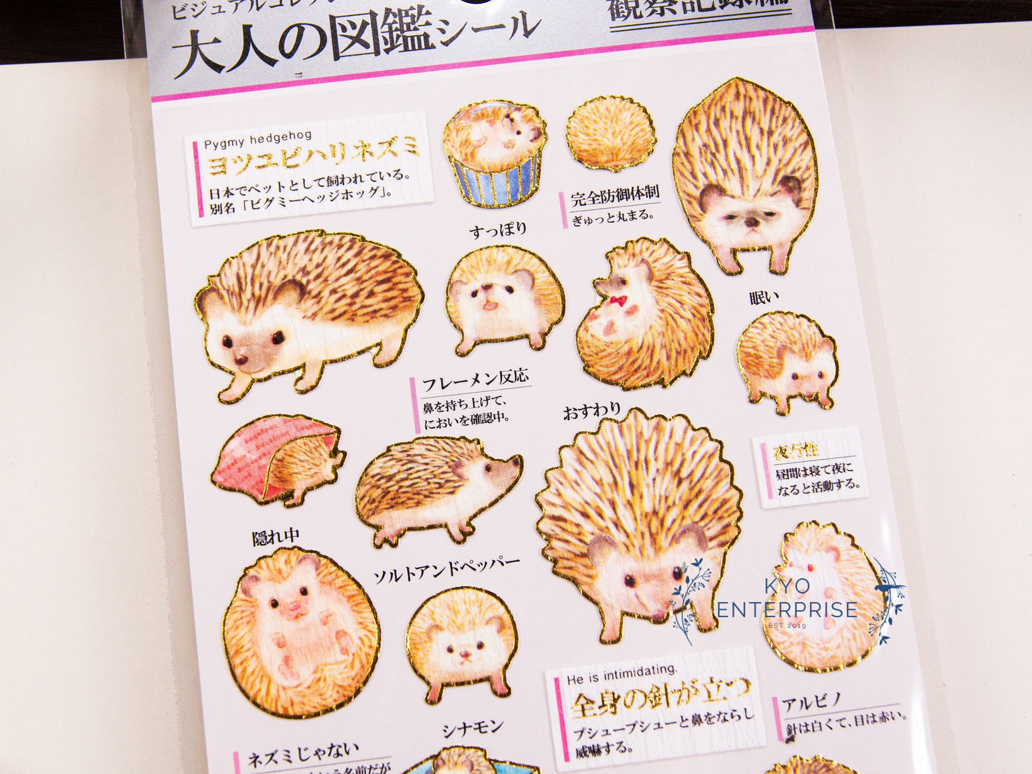 Visual Collection Gold Foil Sticker Series - Observation of Hedgehog