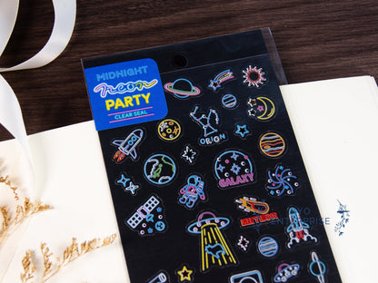 Midnight Neon Party Rainbow Foil Sticker Series - Universe