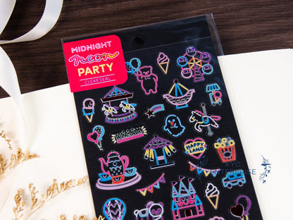 Midnight Neon Party Rainbow Foil Sticker Series - Happy Land