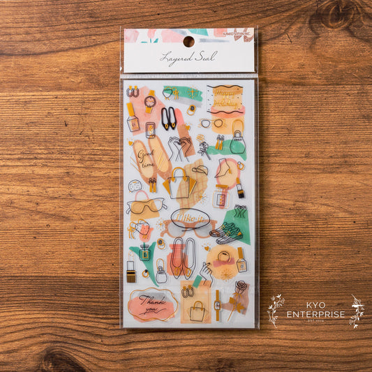 Layered Sticker Series - Fashion (2 Pcs Clear + Regular Stickers)