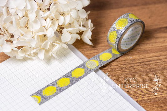 Literature Walk Series Silver Foil Washi Tape - Kajii, Motojiro Lemon