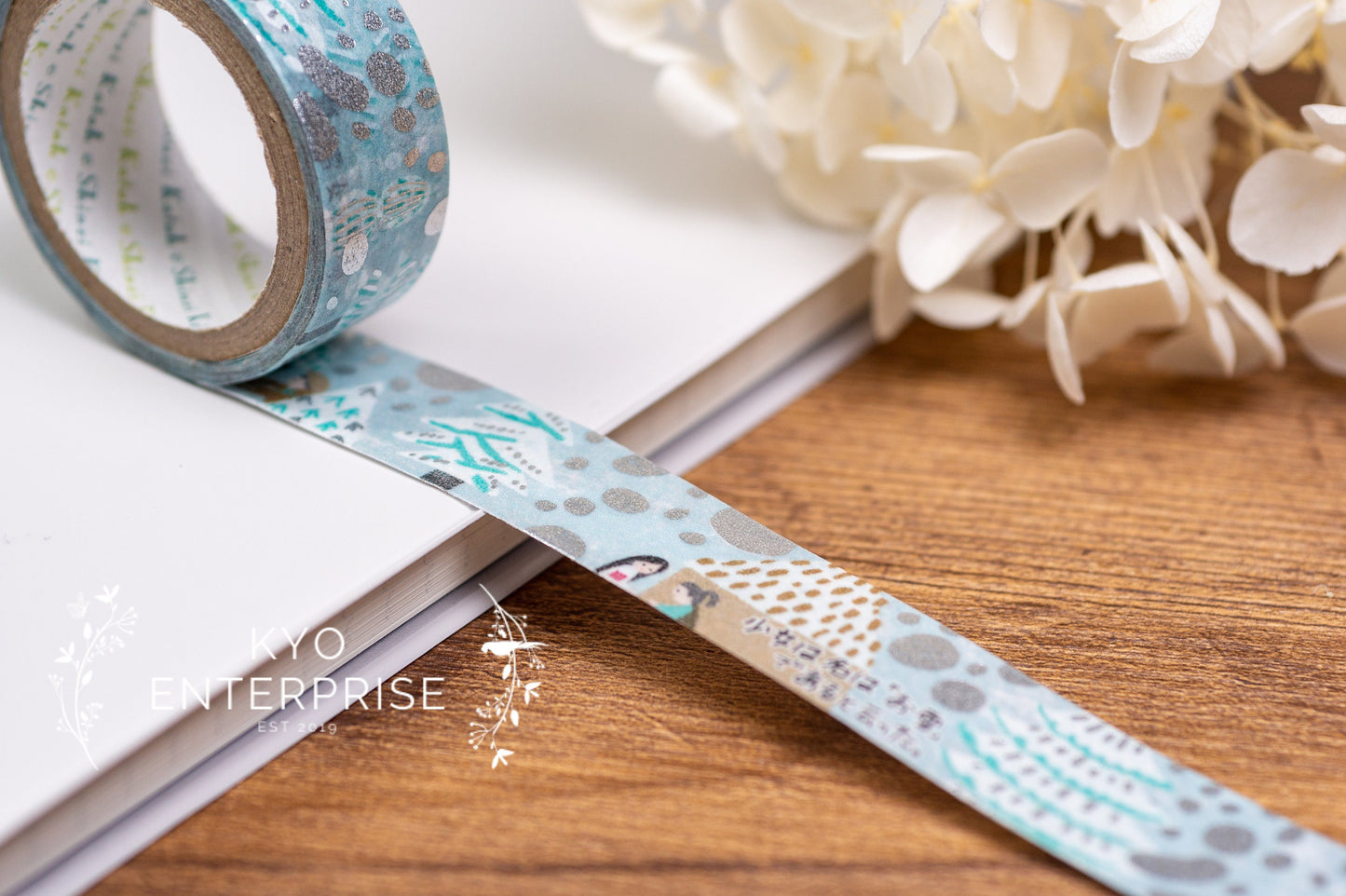 Literature Walk Series Silver Foil Washi Tape - Koizumi Yakumo Kwaidan Yuki Onna