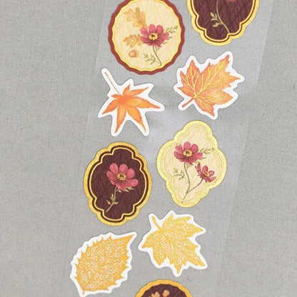 Autumn Series Gold Foil Fluffy Sticker - Autumn Color