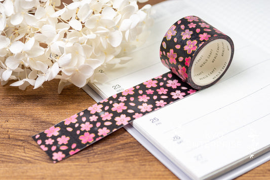 Yuzen Gold Foil Washi Tape Series - Jet Black