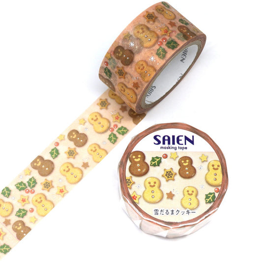 Saien Christmas Limited Series Silver Foil Washi Tape  - Snowman Cookie