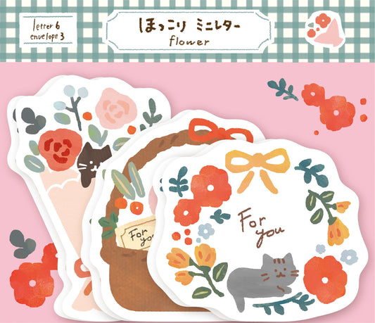 Japanese Mini Washi Letter Writing Set Relaxing Series - Flower and Cat