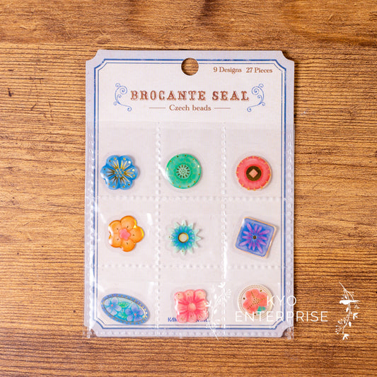 Brocante Seal 3D Resin Gold Foil Flake Sticker Series - Czech Beads