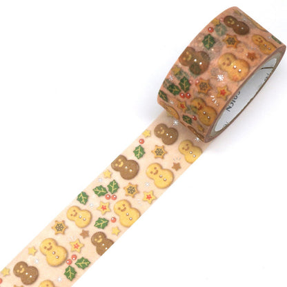 Saien Christmas Limited Series Silver Foil Washi Tape  - Snowman Cookie