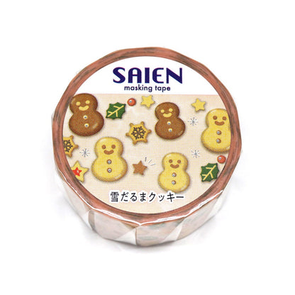 Saien Christmas Limited Series Silver Foil Washi Tape  - Snowman Cookie