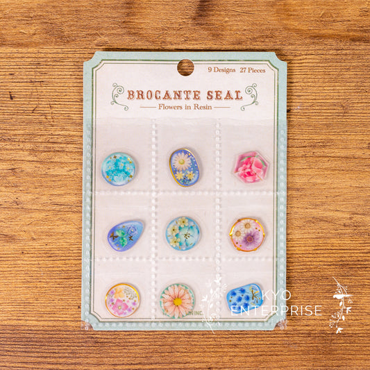 Brocante Seal 3D Resin Gold Foil Flake Sticker Series - Flower in Resin