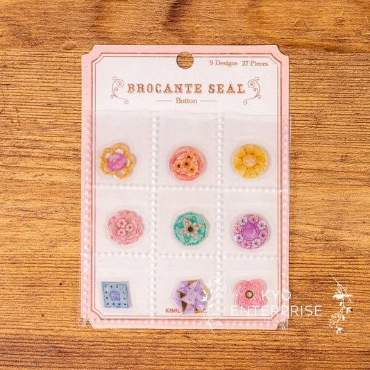 Brocante Seal 3D Resin Gold Foil Flake Sticker Series - Button