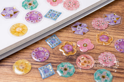 Brocante Seal 3D Resin Gold Foil Flake Sticker Series - Button