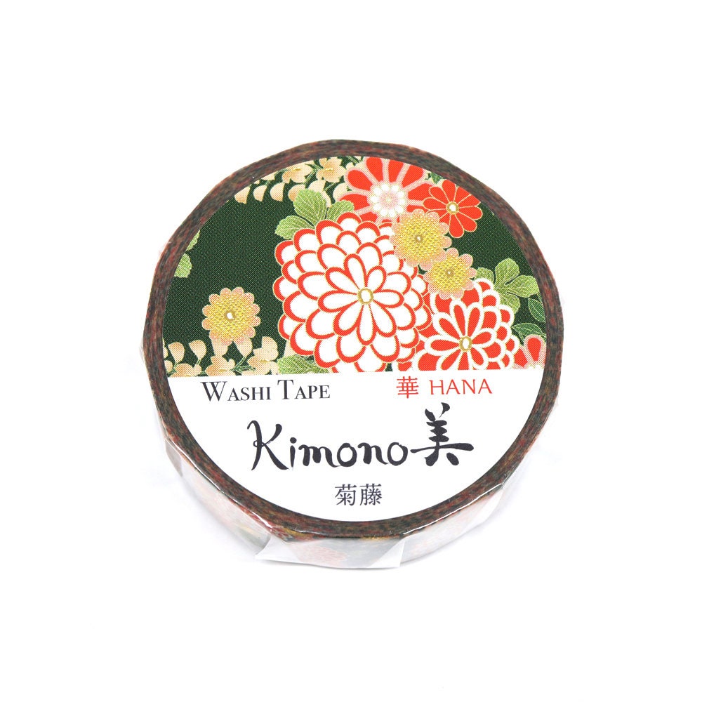 Kimono Hana Series Gold Foil Washi Tape - Chrysanthemum Wisteria