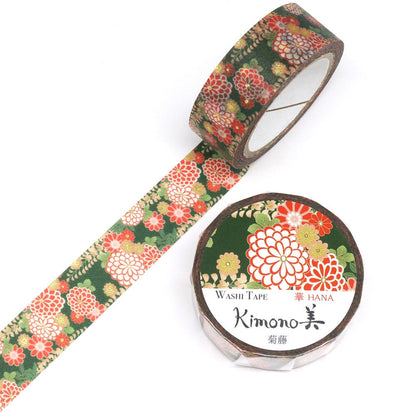 Kimono Hana Series Gold Foil Washi Tape - Chrysanthemum Wisteria