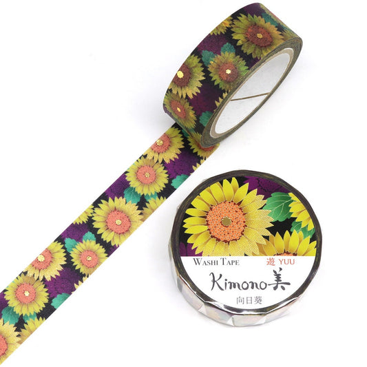 Kimono Yuu Series Gold Foil Washi Tape - Sunflower