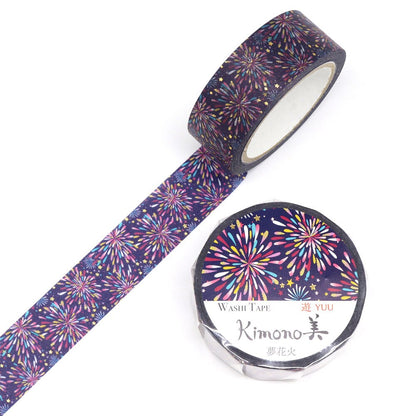 Kimono Yuu Series Gold Foil Washi Tape - Dream Fireworks