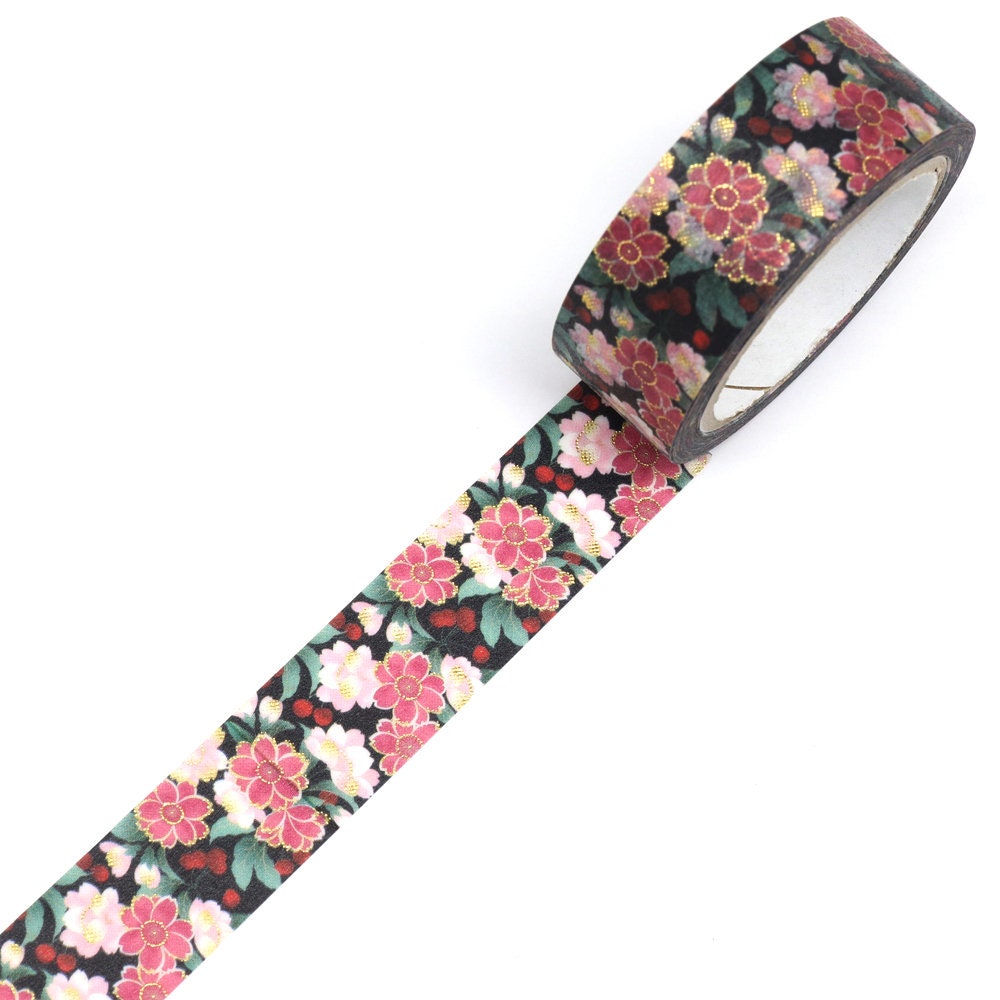 Kimono Hana Series Gold Foil Washi Tape - Cherry