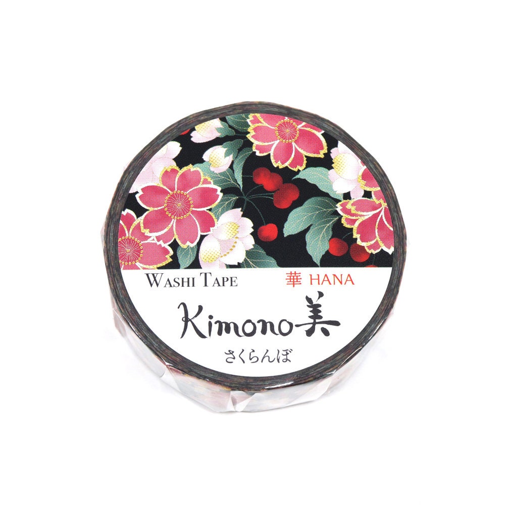 Kimono Hana Series Gold Foil Washi Tape - Cherry