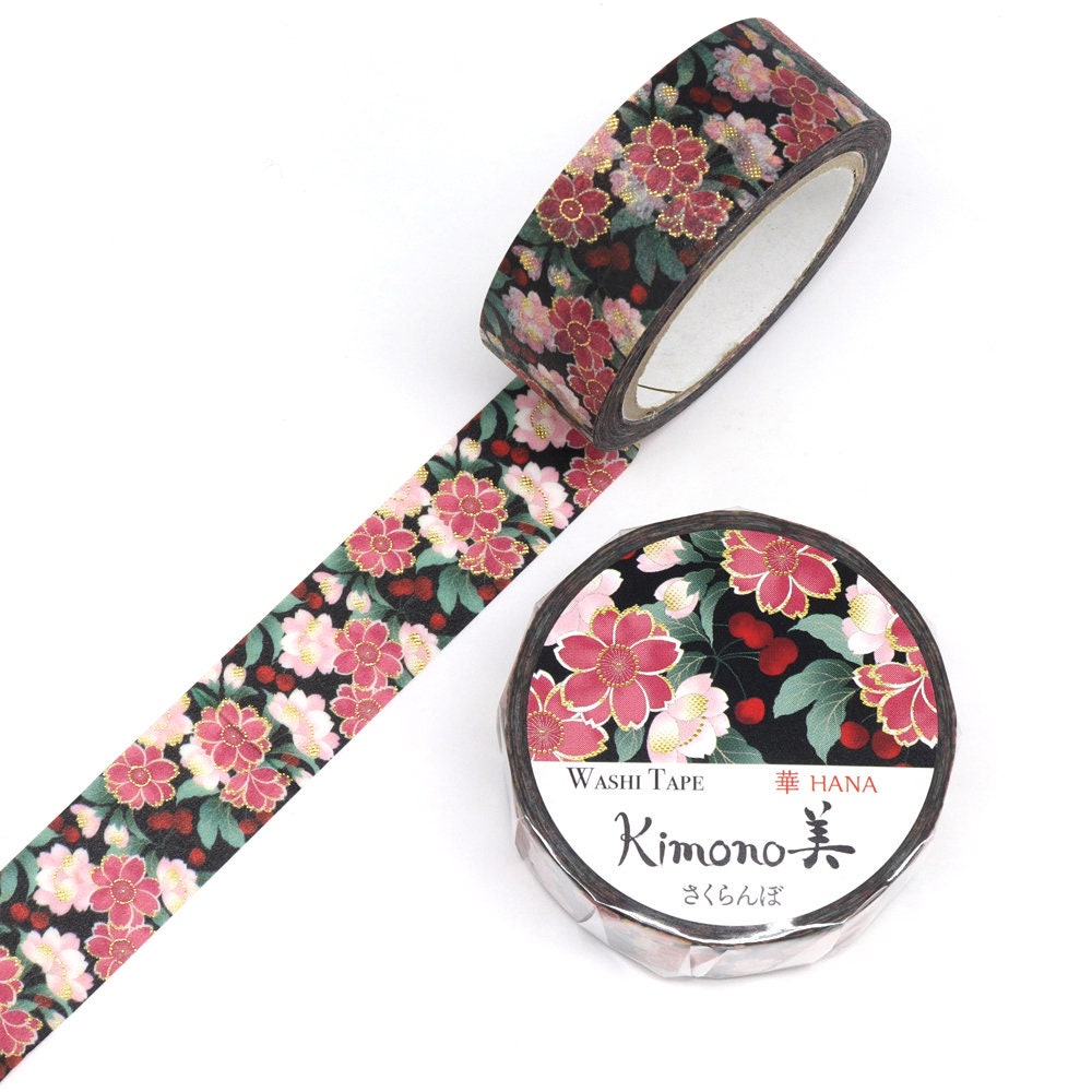 Kimono Hana Series Gold Foil Washi Tape - Cherry