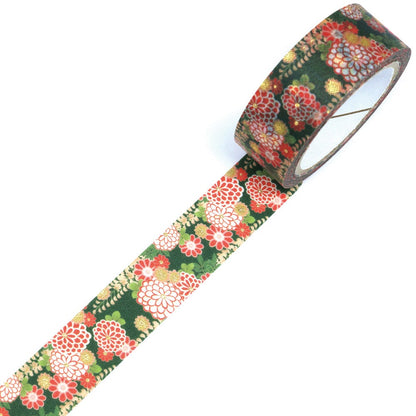 Kimono Hana Series Gold Foil Washi Tape - Chrysanthemum Wisteria