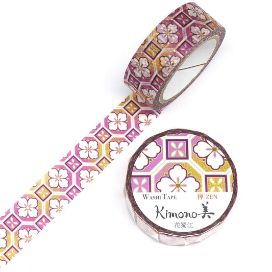 Kimono Zen Series Gold Foil Washi Tape - Flower Syokko