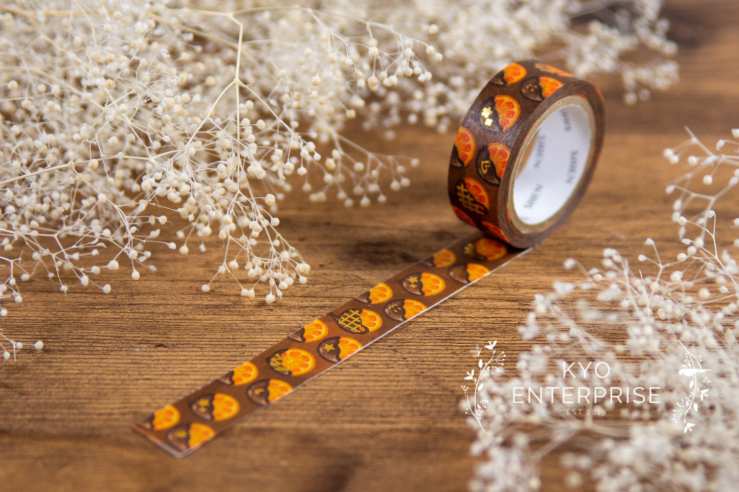 Saien Foil Series Gold Foil Washi Tape  - Orange Chocolate