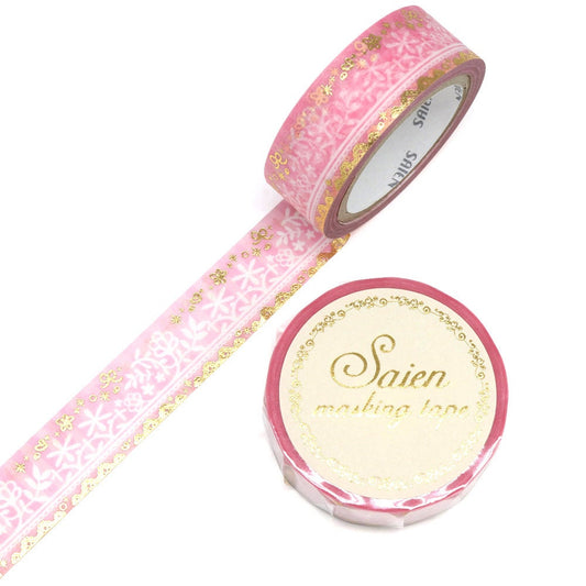 Saien Foil Series Gold Foil Washi Tape  - Flower Lace