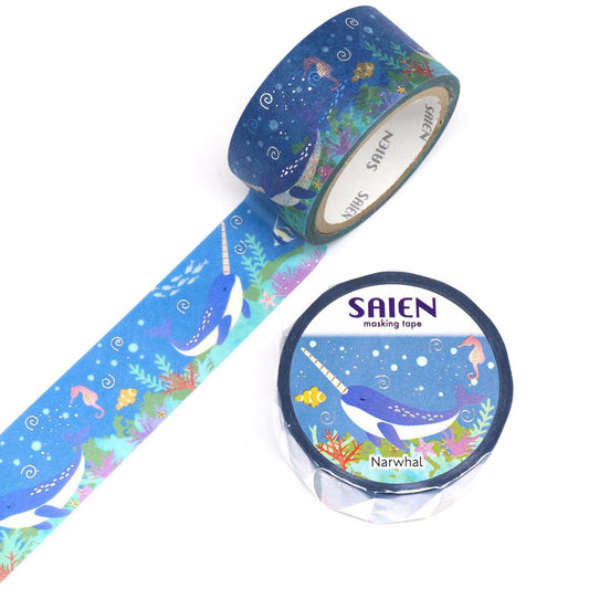 Saien Special Gold & Silver Foil Washi Tape Series - Narwhal