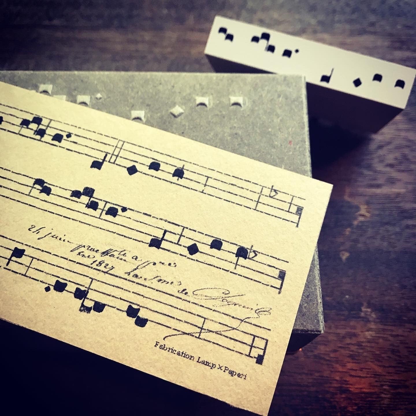 Handmade Original Stamp Handwritten Text Serires #7 Music Notes