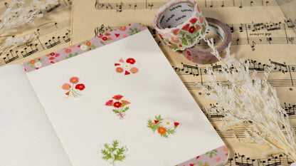 Washi Sticker Roll Series - Flower Meanings of Poppy "Sence of love"