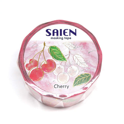 Saien Fruits' Time Gold & Silver Foil Washi Tape Series - Cherry